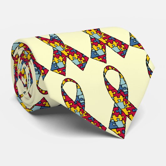 Autism Ribbon Stropdas (Opgerold)