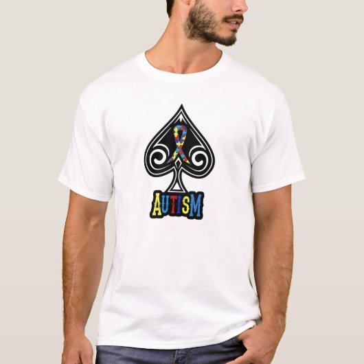 Autism Ribbon - Tshirt - Spades Edition (Voorkant)