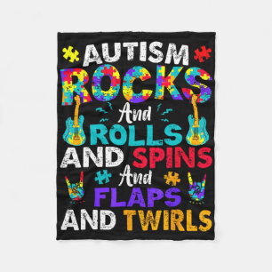 Autism Rocks and Rolls Funny Autism Awareness Mont Fleece Deken