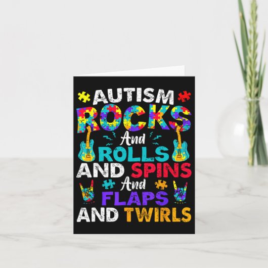 Autism Rocks and Rolls Funny Autism Awareness Mont Kaart (Voorkant)