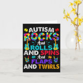 Autism Rocks and Rolls Funny Autism Awareness Mont Kaart (Gele Bloem)