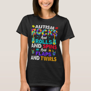 Autism Rocks and Rolls Funny Autism Awareness Mont T-shirt
