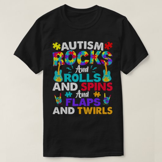 Autism Rocks and Rolls Funny Autism Awareness Mont T-shirt (Design voorkant)