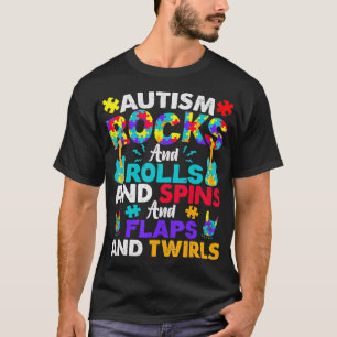 Autism Rocks and Rolls Funny Autism Awareness Mont T-shirt