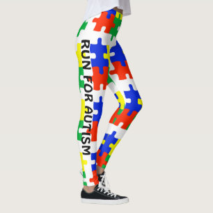 Autism Running Leggings Puzzle Pants Warrior Ma