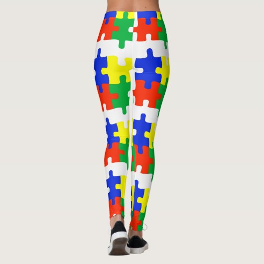 Autism Running Leggings Puzzle Pants Warrior Ma (Achterkant)