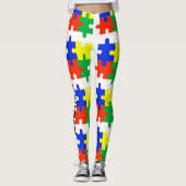 Autism Running Leggings Puzzle Pants Warrior Ma (Voorkant)