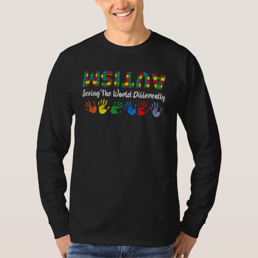 Autism Seeing The World Differently Puzzle Upside  T-shirt (Voorkant)