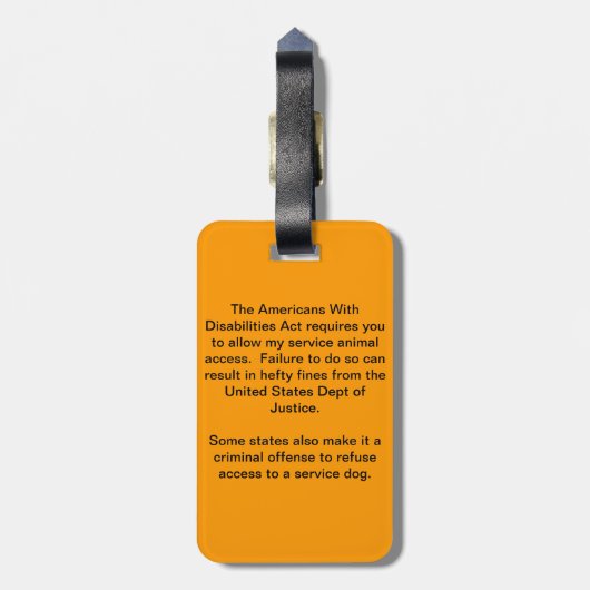 Autism Service Dog ID Badge Bagagelabel (Achterkant verticaal)