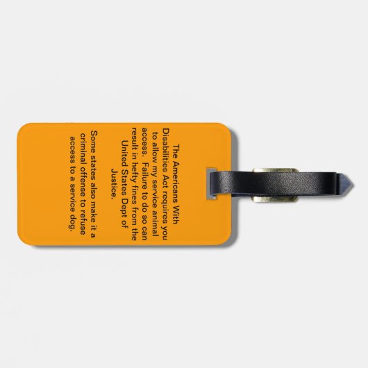 Autism Service Dog ID Badge Bagagelabel (Achterkant horizontaal)