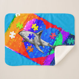 Autism Shark 3 sizes Sherpa Deken