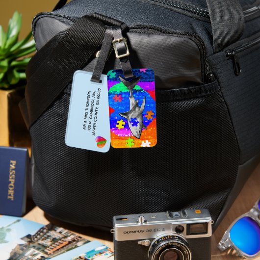 Autism Shark Bagagelabel (Voorkant /achterkant)