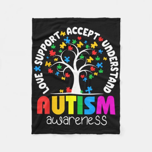 Autism Shirt Love Accepteer Support Autistic Autis Fleece Deken (Voorkant)