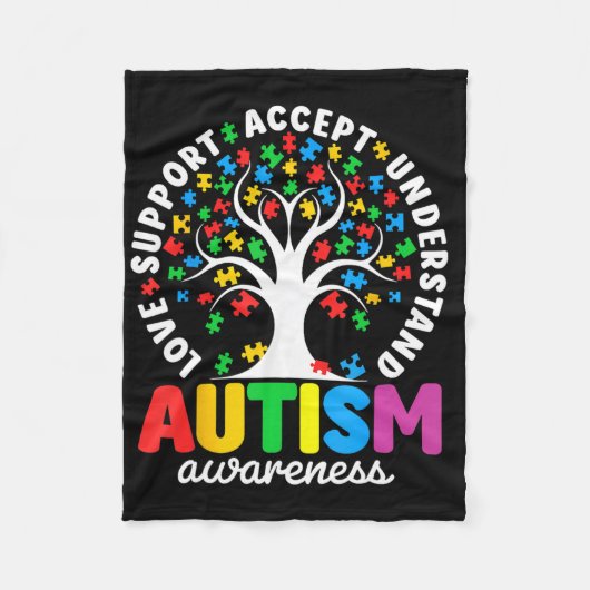 Autism Shirt Love Accepteer Support Autistic Autis Fleece Deken (Voorkant)
