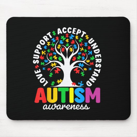 Autism Shirt Love Accepteer Support Autistic Autis Muismat (Voorkant)
