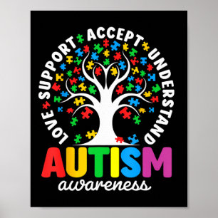 Autism Shirt Love Accepteer Support Autistic Autis Poster