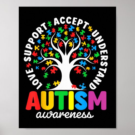 Autism Shirt Love Accepteer Support Autistic Autis Poster (Voorkant)