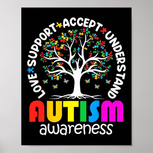 Autism Shirt Love Accepteer Support Autistic Autis Poster (Voorkant)