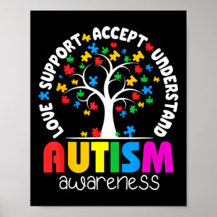 Autism Shirt Love Accepteer Support Autistic Autis Poster