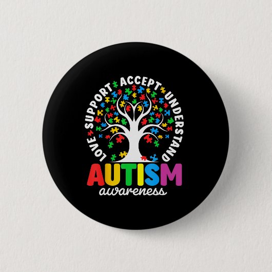 Autism Shirt Love Accepteer Support Autistic Autis Ronde Button 5,7 Cm (Voorkant)