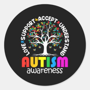 Autism Shirt Love Accepteer Support Autistic Autis Ronde Sticker