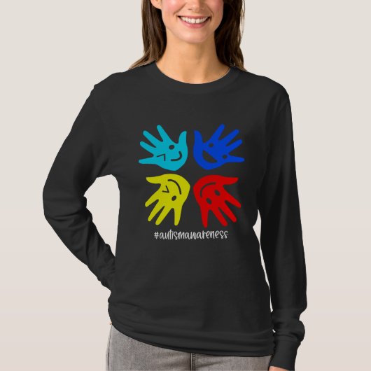 Autism Sign Hand Smile Face Autistic Child Autism  T-shirt (Voorkant)