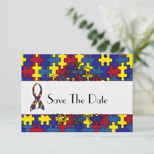 Autism slaat de datum op save the date (Staand voorkant)