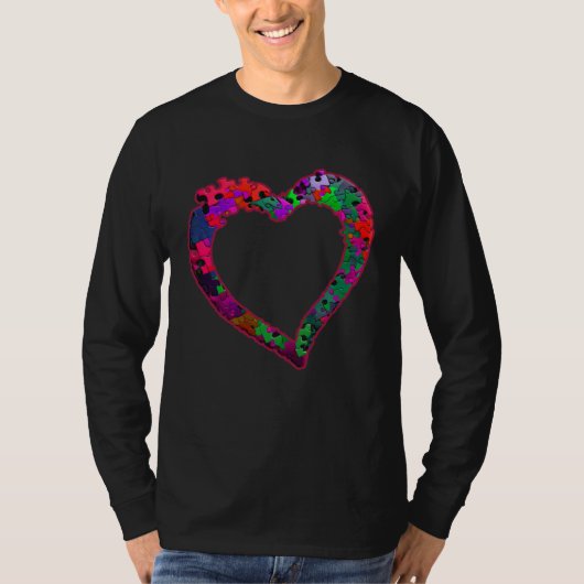 Autism solidarity autistic awareness puzzle heart t-shirt (Voorkant)