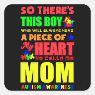 AUTISM SON Autism Awareness Gift Autistic Kinderen Vierkante Sticker