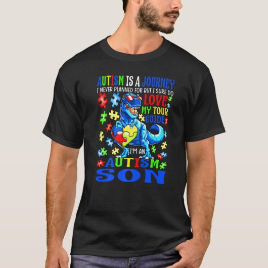 Autism Son Journey Quote Autism Awareness Dinosaur T-shirt (Voorkant)