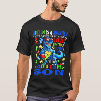 Autism Son Journey Quote Autism Awareness Dinosaur T-shirt
