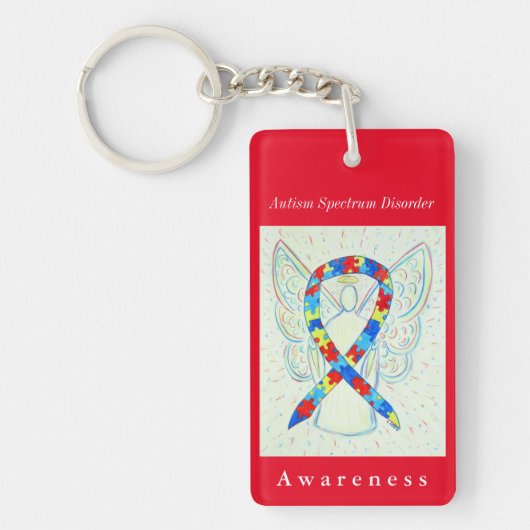 Autism Spectrum Disorder Awareness Ribbon Sleutelh Sleutelhanger (Voorkant)