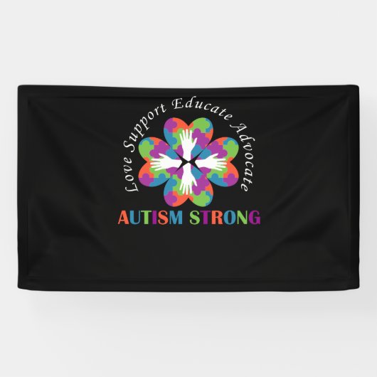 AUTISM STRONG Hands Autisme Spandoek (Horizontaal)