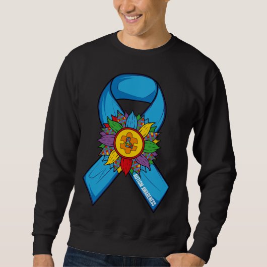 Autism Sunflower Blue Ribbon In April We Wear Blue Trui (Voorkant)