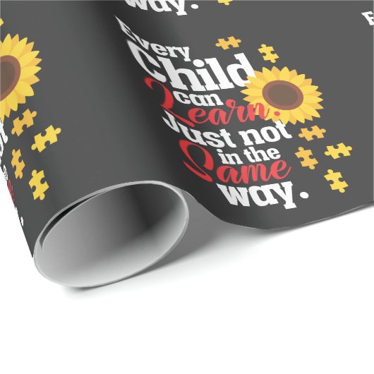 Autism Sunflower Special Education Teacher Cadeaupapier (Rol Hoek)