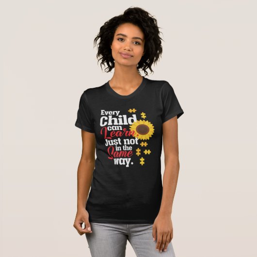 Autism Sunflower Special Education Teacher T-shirt (Voorkant volledig)