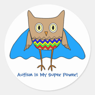 Autism Super Hero Autism Colors Owl Zig Zags Ronde Sticker