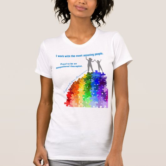 Autism Support beklimt nieuwe hoogten vrouwen en m T-shirt (Voorkant)