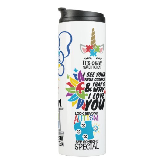 Autism Support Collage Thermosbeker (Geroteerd rechts)