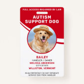 Autism Support Dog Personalized Photo Service Dog Badge (Voorkant)