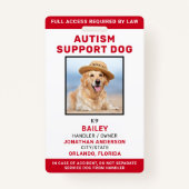 Autism Support Persoonlijke Service Dog Foto-ID Badge (Voorkant)