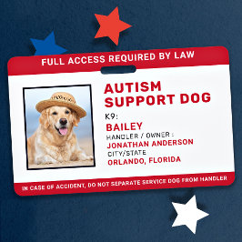 Autism Support Persoonlijke Service Dog Foto-ID Badge