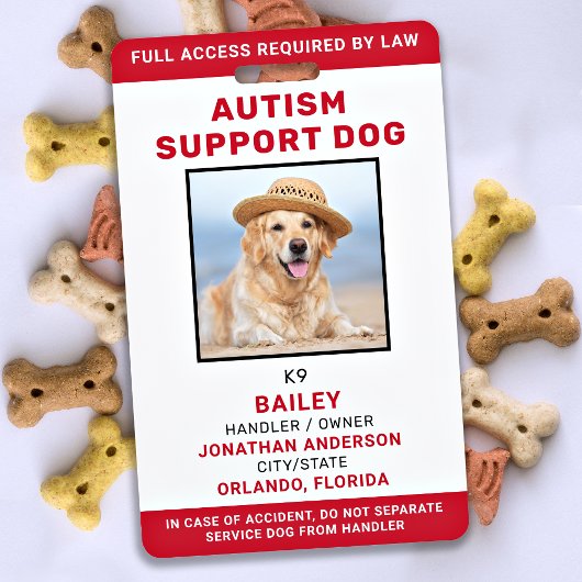 Autism Support Persoonlijke Service Dog Foto-ID Badge