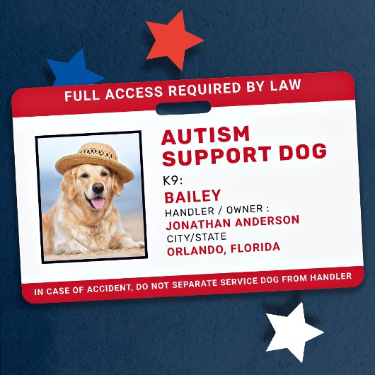 Autism Support Persoonlijke Service Dog Foto-ID Badge