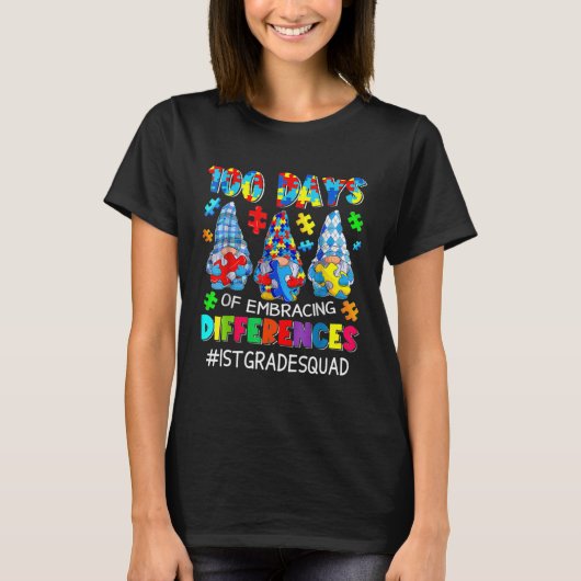 Autism Teacher 100 Days Of Embracing Differences 1 T-shirt (Voorkant)