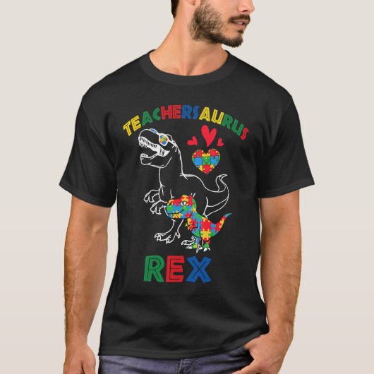 Autism Teacher Dinosaur Teachersaurus Rex Awarenes T-shirt (Voorkant)