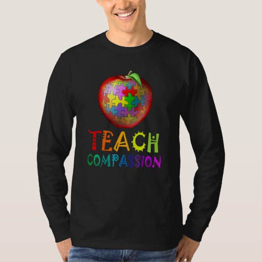 Autism Teacher teach compassion apple puzzle autis T-shirt (Voorkant)