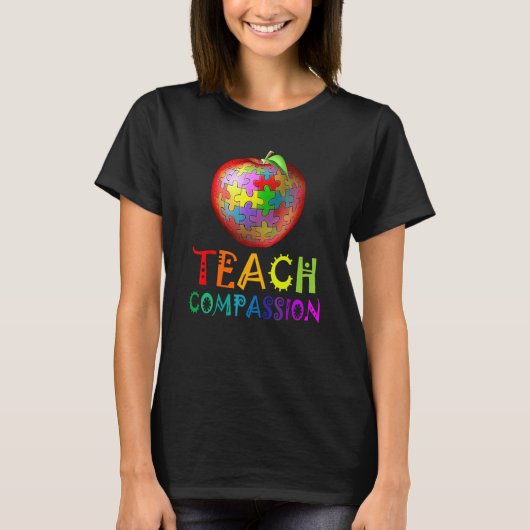Autism Teacher teach compassion apple puzzle autis T-shirt (Voorkant)