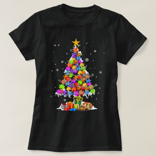 Autism Tree Kerstmis Pajama Autism Awareness Holi T-shirt (Design voorkant)