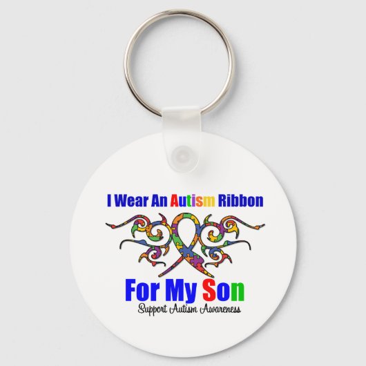 Autism Tribal Ribbon Son Sleutelhanger (Voorkant)